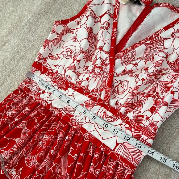 Vintage 1970s Shady Lane Red White Floral Maxi Dress 11-12 - Picture 6 of 10